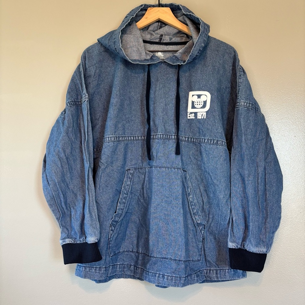 Disney Spirit Jersey Small Walt Disney World Blue Denim Pullover Hoodie - Picture 3 of 5